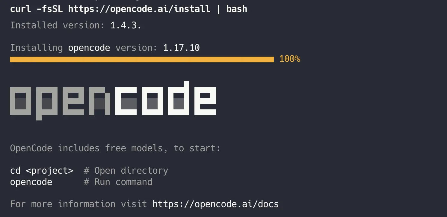 installing opencode in the terminal