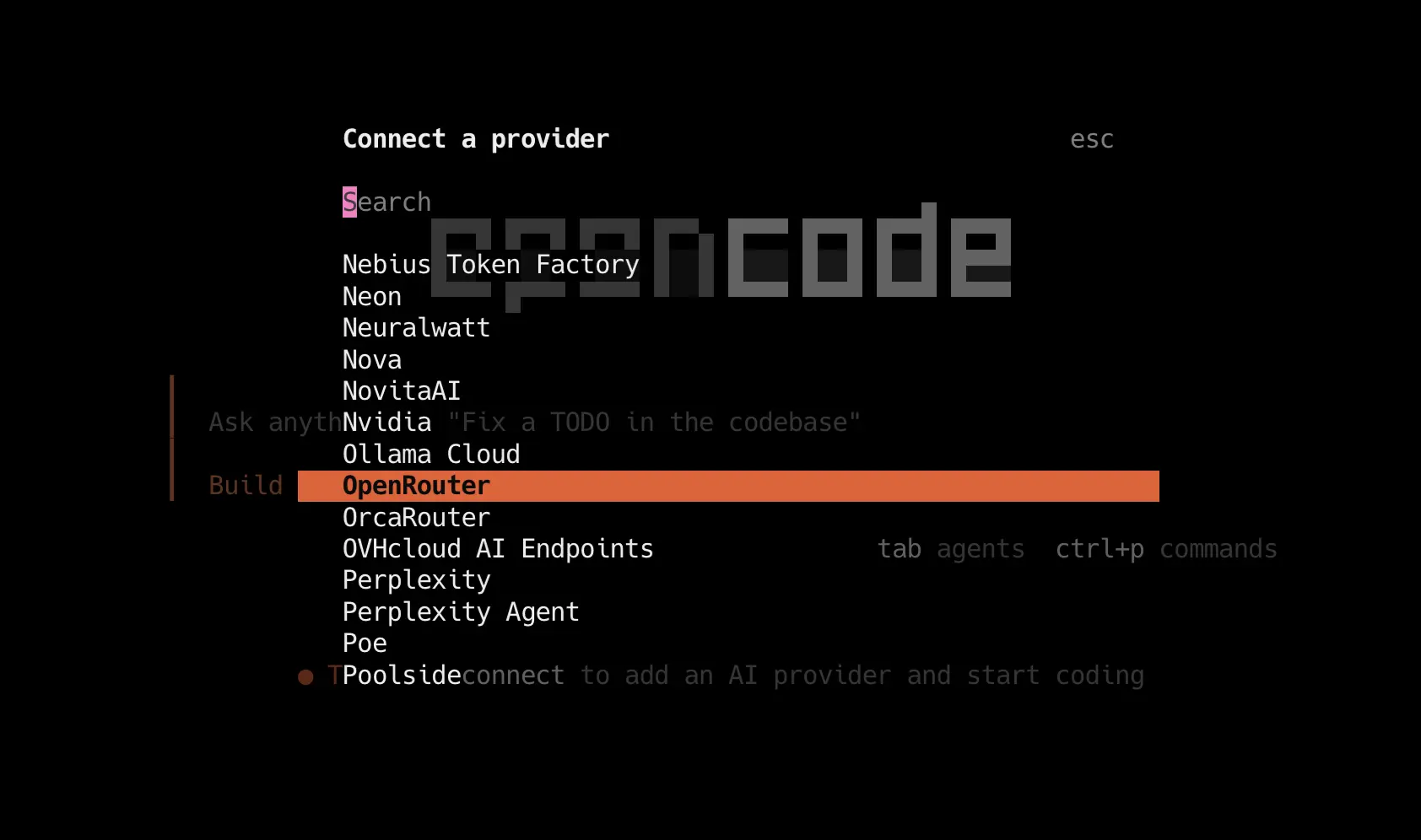 opencode provider config with base URL and key